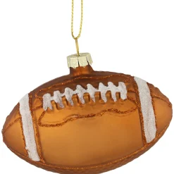 Clearance 3.5" Brown Football Glittered Glass Christmas Ornament Sports