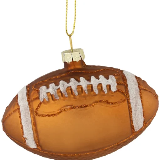 Clearance 3.5" Brown Football Glittered Glass Christmas Ornament Sports