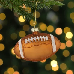 Clearance 3.5" Brown Football Glittered Glass Christmas Ornament Sports