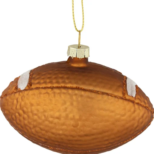Clearance 3.5" Brown Football Glittered Glass Christmas Ornament Sports