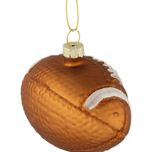 Clearance 3.5" Brown Football Glittered Glass Christmas Ornament Sports