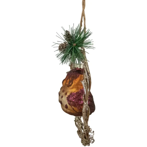 Hot 5.25" Brown Glass Owl in a Twig Wreath Christmas Ornament Animals
