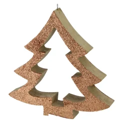Online 7" Brown Glittered Cutout Christmas Tree Ornament Garden & Floral