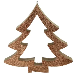 Online 7" Brown Glittered Cutout Christmas Tree Ornament Garden & Floral
