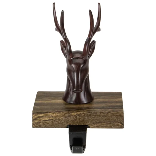 Best 7.5" Brown Marbled Buck Deer Head Christmas Stocking Holder Stocking Holders