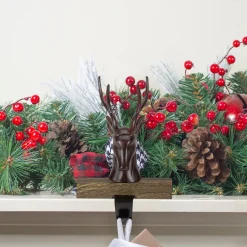 Best 7.5" Brown Marbled Buck Deer Head Christmas Stocking Holder Stocking Holders