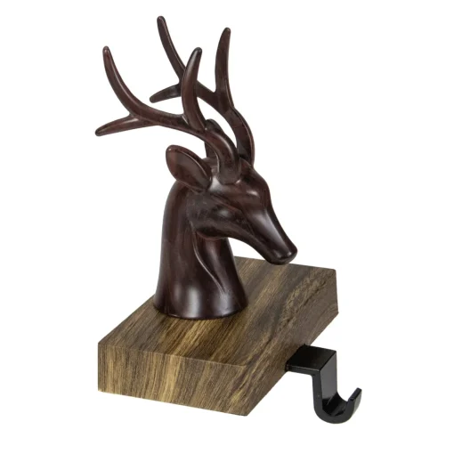 Best 7.5" Brown Marbled Buck Deer Head Christmas Stocking Holder Stocking Holders