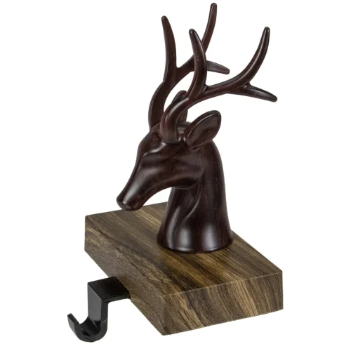 Best 7.5" Brown Marbled Buck Deer Head Christmas Stocking Holder Stocking Holders