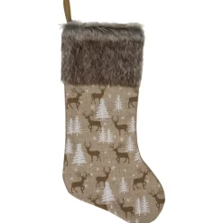 Best 20" Brown Reindeer Christmas Stocking with Faux Fur Cuff Stockings
