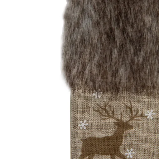 Best 20" Brown Reindeer Christmas Stocking with Faux Fur Cuff Stockings