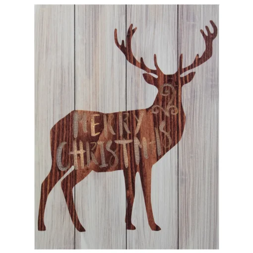 Best 11.75" Brown Reindeer "Merry Christmas" Lighted Wall Plaque Wall