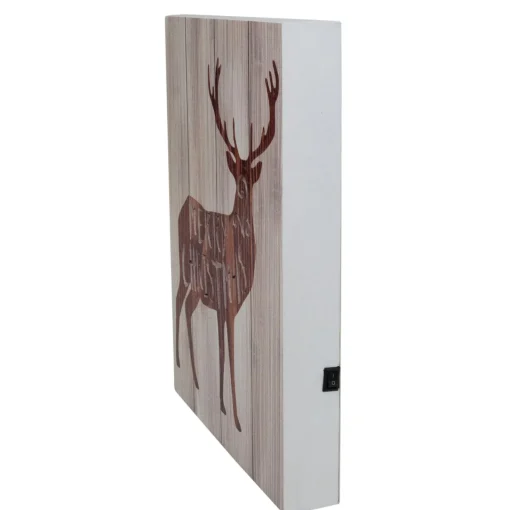 Best 11.75" Brown Reindeer "Merry Christmas" Lighted Wall Plaque Wall