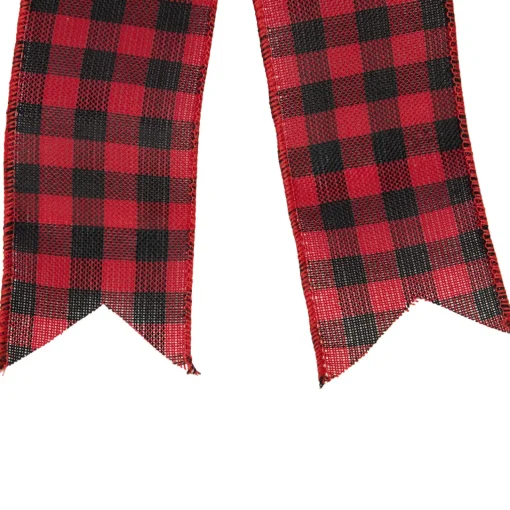 Outlet 19" Buffalo Plaid Print 14 Loop Christmas Bow Tree Topper Stars