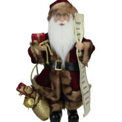 Outlet 18" Burgundy and Brown Santa Claus with Naughty or Nice List Christmas Figure Santa Claus