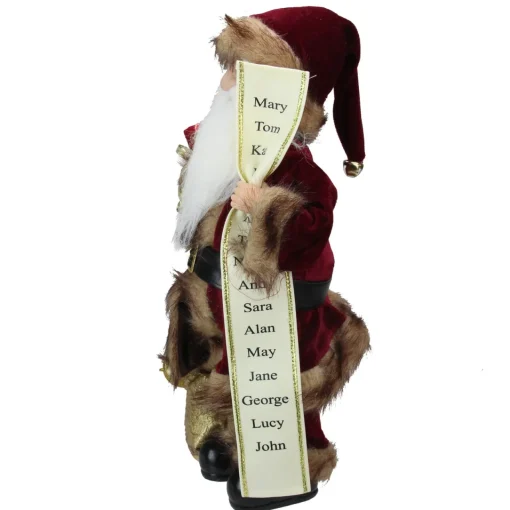 Outlet 18" Burgundy and Brown Santa Claus with Naughty or Nice List Christmas Figure Santa Claus