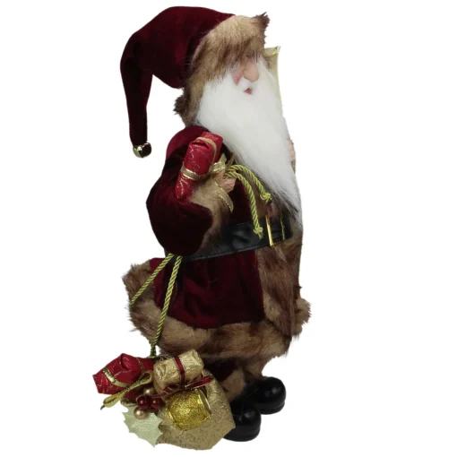 Outlet 18" Burgundy and Brown Santa Claus with Naughty or Nice List Christmas Figure Santa Claus