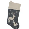 Online 20" Burlap Christmas Stocking with Gray Felt Animal Stencil Design and Burlap Cuff Stockings