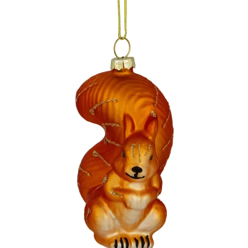 Online 4" Burnt Orange Squirrel Hanging Glass Christmas Ornament Animals