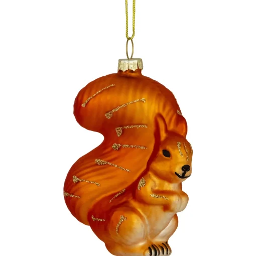 Online 4" Burnt Orange Squirrel Hanging Glass Christmas Ornament Animals