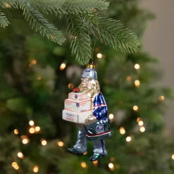 Hot 6" Busy Santa "USPS Priority" Mail Carrier Glass Christmas Ornament Occupations