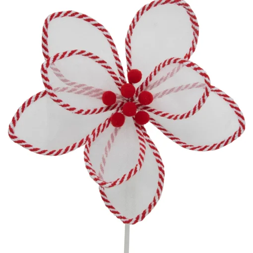 Discount 22" Candy Cane Poinsettia Christmas Stem Spray Sprays, Picks & Branches