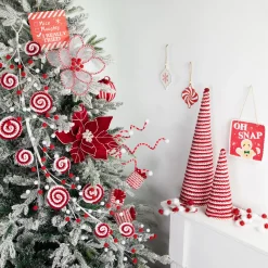 Best 30" Candy Cane Swirls and Pom Poms Christmas Garland Pre Decorated
