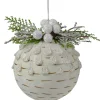 Outlet 4" Cedar and Berries White Glass Christmas Ornament Glass|Ball Ornaments