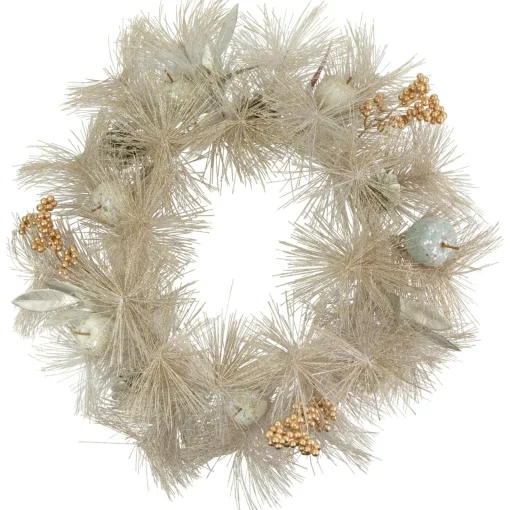Best 24" Champagne Gold Apple and Pine Needle Artificial Christmas Wreath - Unlit Unlit