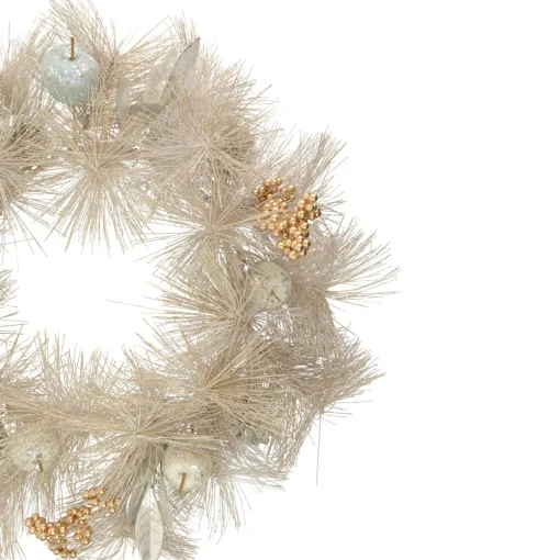 Best 24" Champagne Gold Apple and Pine Needle Artificial Christmas Wreath - Unlit Unlit