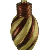 Discount 11" Chocolate Brown and Gold Striped Shatterproof Light Bulb Christmas Ornament (Pack of 3) Finials|Pendants