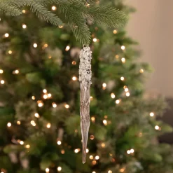 Discount 9" Clear Glass Sequined and Beaded Icicle Christmas Ornament Icicles|Snowflakes
