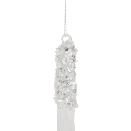 Discount 9" Clear Glass Sequined and Beaded Icicle Christmas Ornament Icicles|Snowflakes