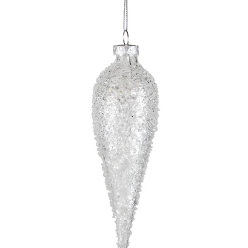 Sale 6.25" Clear Glass Winter Icicle Ornament Icicles|Snowflakes