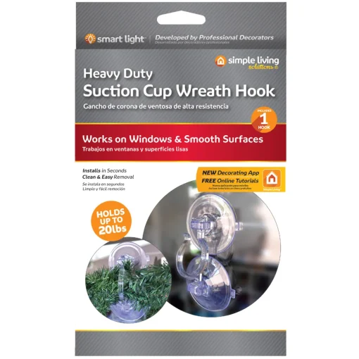 Hot 7" Clear Jumbo Suction Cup Christmas Wreath Hook Wreath Storage & Accessories