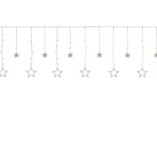 New 138 Clear LED Star Drop Window Curtain Christmas Lights - 17.75ft Clear Wire Novelty