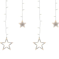 New 138 Clear LED Star Drop Window Curtain Christmas Lights - 17.75ft Clear Wire Novelty