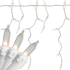 Sale 300 Clear Mini Icicle Christmas Lights - 13.5 ft White Wire Icicles