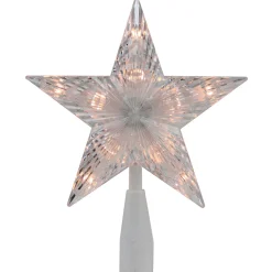 Outlet 7.25" Clear 5-Point Star Traditional Christmas Tree Topper- Clear Lights Stars