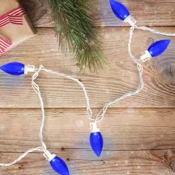 New 25 Count Blue LED C9 Christmas Lights, 16 ft White Wire C7 & C9 Lights