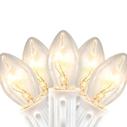 Outlet 25 Count Clear C7 Christmas Lights, 24ft White Wire C7 & C9 Lights
