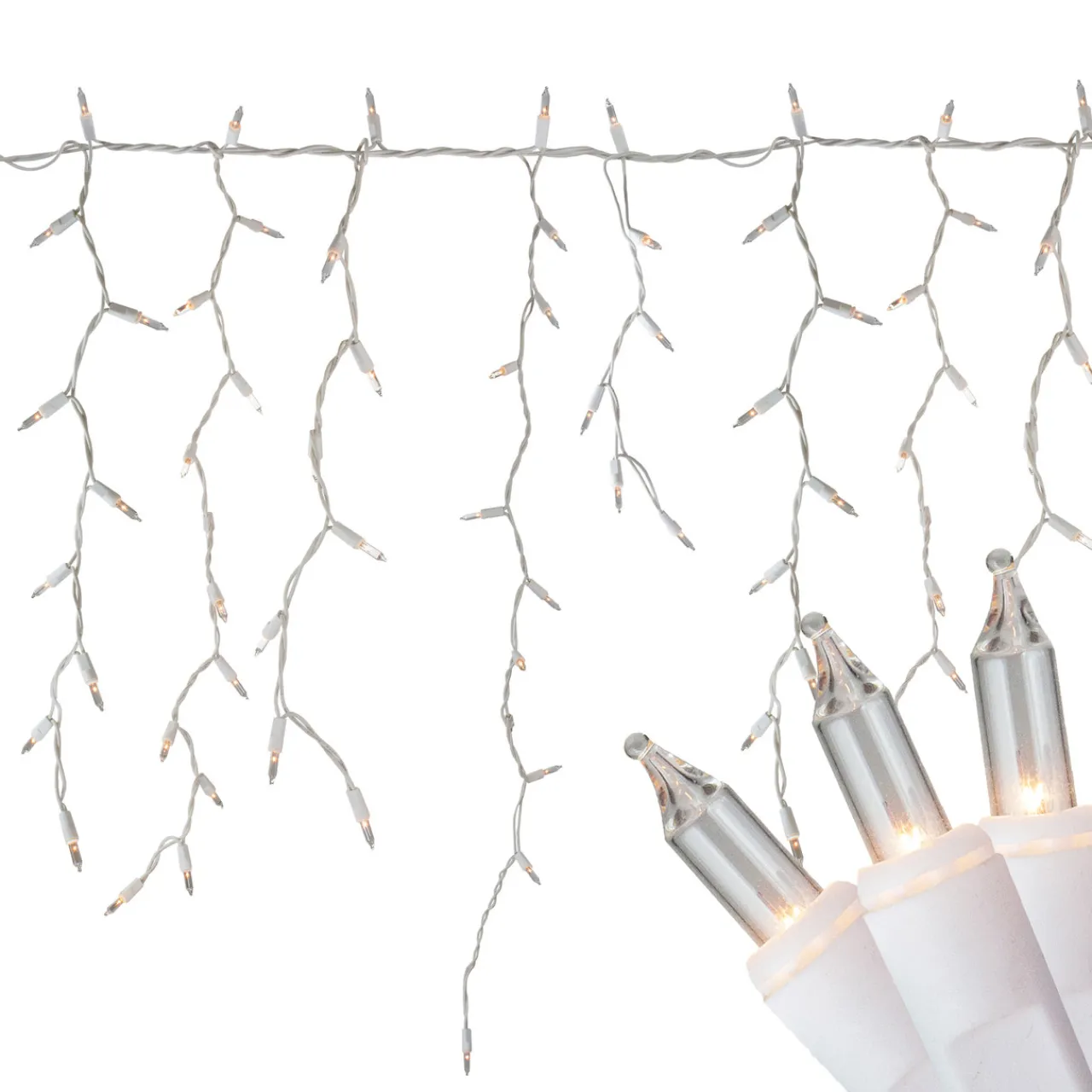 Best 300 Count Clear Mini Icicle Christmas Lights - White Wire Icicles