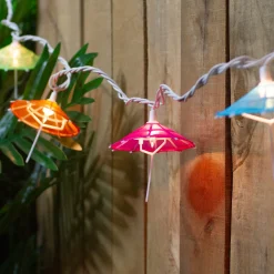 Hot 10 Count Colorful Drink Umbrella Novelty String Lights, 6.5 ft White Wire Novelty