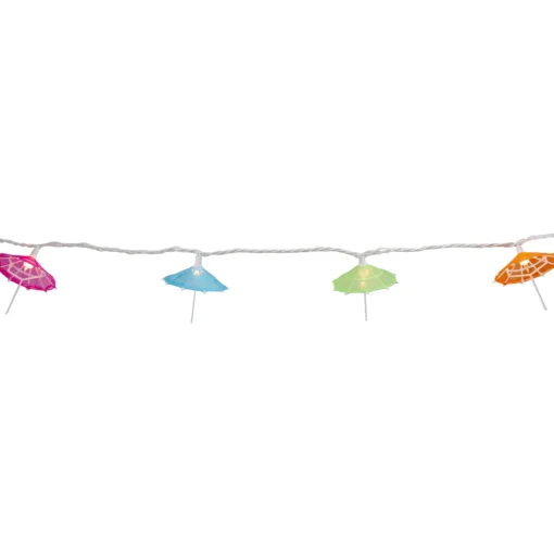 Hot 10 Count Colorful Drink Umbrella Novelty String Lights, 6.5 ft White Wire Novelty
