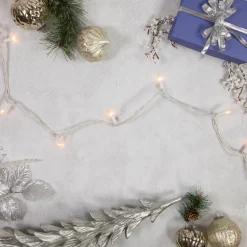 Sale 100 Count Frosted Clear Mini Christmas Lights - 49.5' White Wire Incandescent