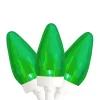 Sale 25 Count Green LED C7 Christmas Lights, 16 ft White Wire C7 & C9 Lights