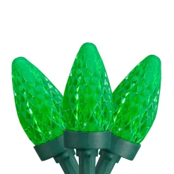 Sale 50 Count Green LED C7 Faceted Christmas Lights, 20.25 ft Green Wire C7 & C9 Lights