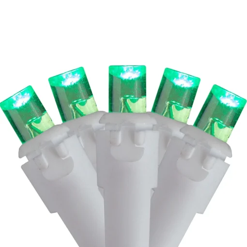Clearance 100 Count Green LED Wide Angle Icicle Christmas Lights, 5.5ft White Wire Led