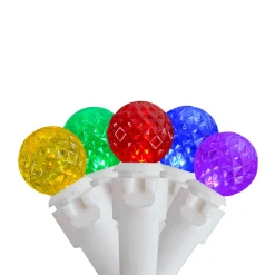 Hot 50 Count Multi LED G12 Berry Christmas Lights, 15.9 ft White Wire Globes