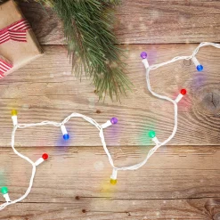 Hot 50 Count Multi LED G12 Berry Christmas Lights, 15.9 ft White Wire Globes