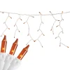 New 100 Count Orange Mini Icicle Christmas Lights - 3.5 ft White Wire Icicles